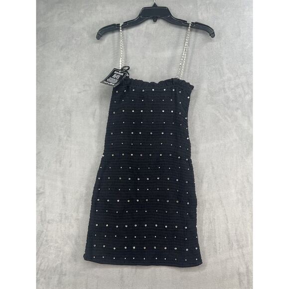 Retrofête Adara Dress Size Medium Black Mini embellished Sheath dress - Picture 6 of 14